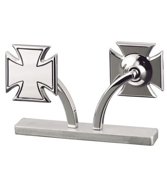 Specchio sx lucidato a croce di Malta in alluminio Billet per Harley Davidson