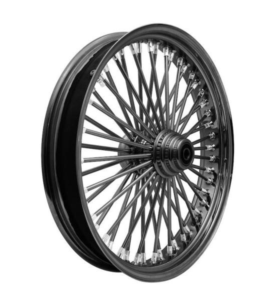 Ruota posteriore Fat Daddy 50 Spoke - 18" x 4,25" - Harley-Davidson Dyna 2007 e Wide Glide 2004-2007 - Nero e raggi neri