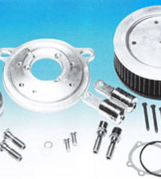 Kit filtro aria Power Pacc Power Vent con tubi sfiato cromati per uso con coperchio filtro tondo stile OEM per Harley Davidson Twin Cam 88 con carburatore dal 1999 ad oggi