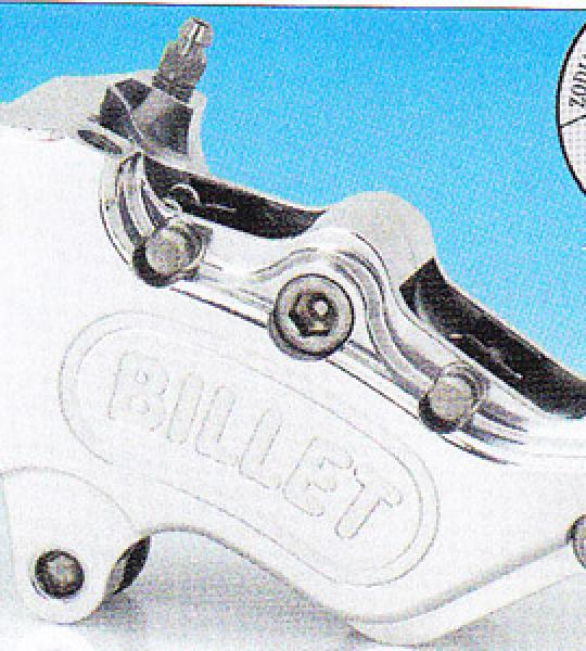 Pinza sinistra anteriore lucidata a 4 pistoni per Harley Sportster 1976-1983, FX e FXWG con forcella Showa e doppio disco da 10