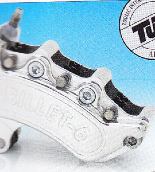 Set pinza anteriore destra e sinistra lucidata Mini 6 a 6 pistoni per Harley modelli dal 1984 al 1999 con disco di serie da 11 1/2
