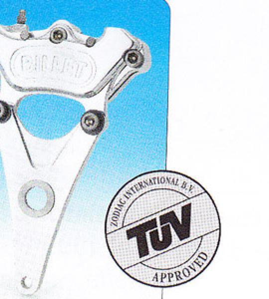 Staffa a Y per pinza posteriore a 4 pistoni per Harley  telai Big Twin 4 marce 1976-1984 con disco da 10