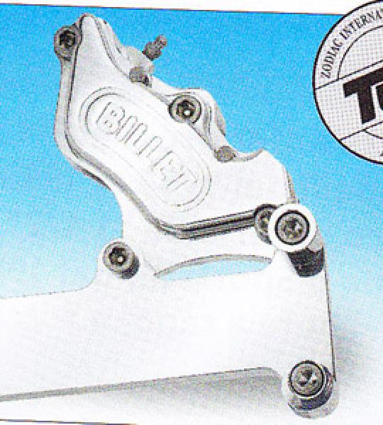Solo staffa per pinza posteriore lucidata a 4-6 pistoni per Harley FXR 1982-1994 con disco di serie da 11 1/2