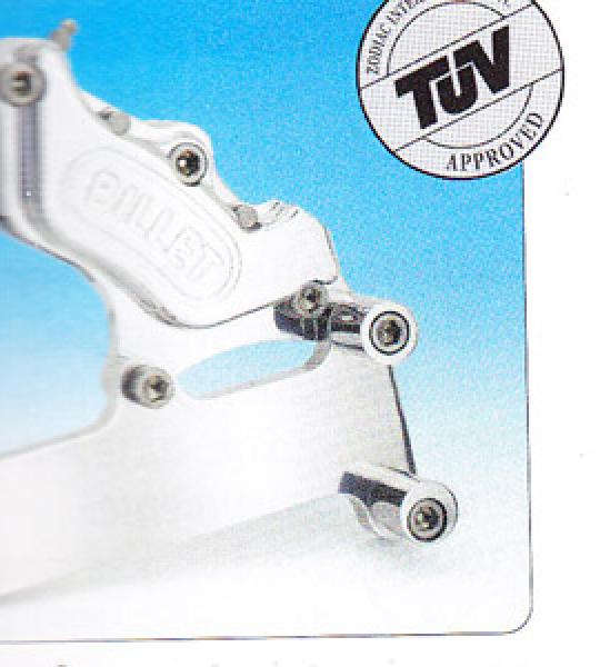 Solo staffa per pinza posteriore nera a 4 pistoni per Harley FLH e FLT 1984-1999 con dico di serie da 11 1/2
