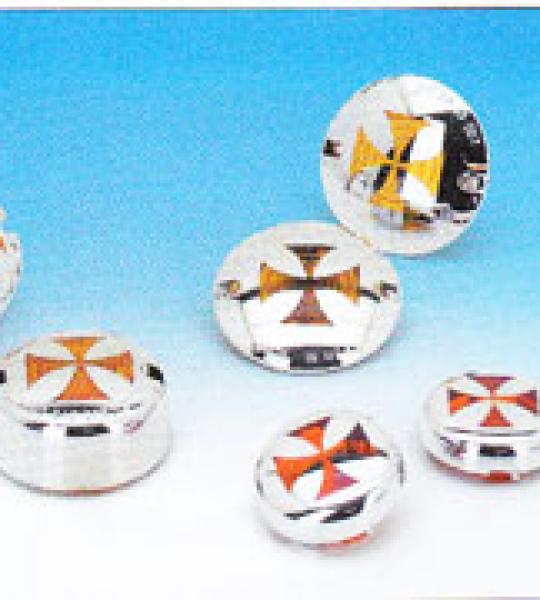 Kit lenti ambra con croce maltese cromata per Harley Davidson Sportster Sportster FXR, Dyna e Softail dal 1986 al 2001