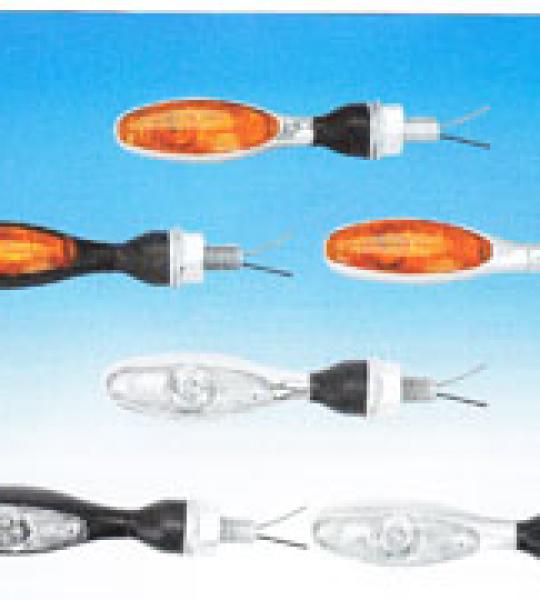 Micro freccia Kellermann satinata approvata EU con lampadina alogena e lenti ambra