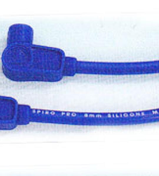 Kit cavi candele universali pro wire 8mm con nucleo spiro pro per accensioni a puntine o elettroniche dritti colore blu