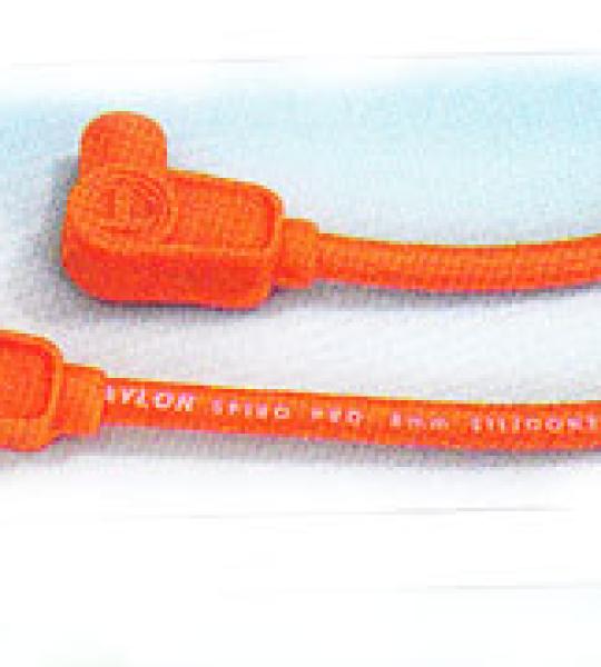 Kit cavi candele universali pro wire 8mm con nucleo spiro pro per accensioni a puntine o elettroniche dritti colore arancio fluo