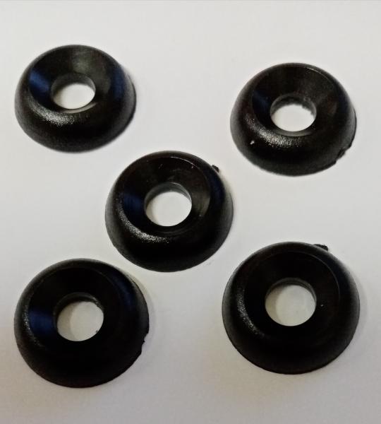 Kit 5 Rondelle Nere in Nylon Foro mm 5 D. mm 15 Spessore mm 3,5 Vari Montaggi per Harley Davidson Vari Modelli